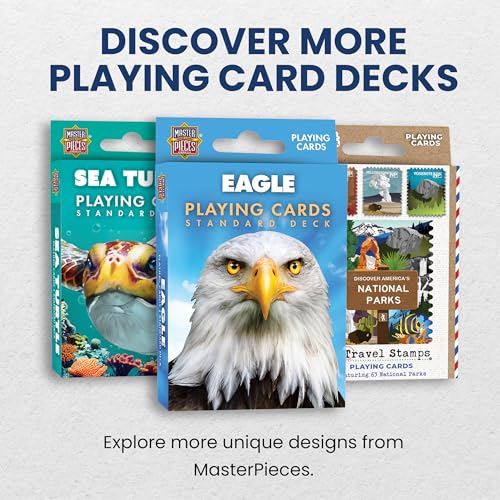 Masterpieces Eagle Playing Cards Deck - Animal Themed Standard 54 Card Deck, Unique Eagle Face Cards & Jokers, Retro Style, for Families & Adults - style: Eagle