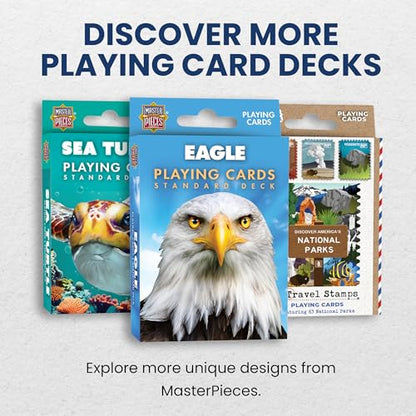 Masterpieces Eagle Playing Cards Deck - Animal Themed Standard 54 Card Deck, Unique Eagle Face Cards & Jokers, Retro Style, for Families & Adults - style: Eagle