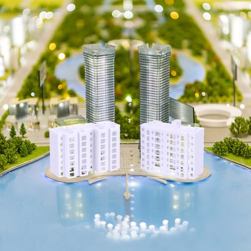 Wakauto Miniature Apartment Building Model 4Pcs Mini Buildings for Diorama Plastic Mini Building Decor for Crafts City Models for Sand Table Layout Home D Cor