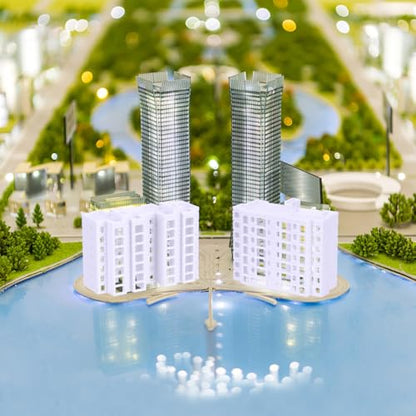 Wakauto Miniature Apartment Building Model 4Pcs Mini Buildings for Diorama Plastic Mini Building Decor for Crafts City Models for Sand Table Layout Home D Cor
