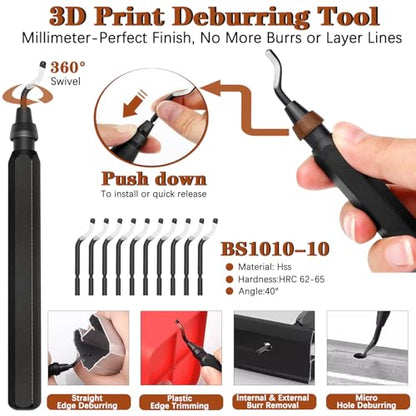 66Pcs 3D Printer Tools Kit with Storage Case, All-in-One Accessories for FDM/SLA Printers - Deburring Tool, Scrapers, Metal Files, Brushes, Hand Drill, Tweezers & More, for Bambu Lab, Ender 3, Kobra