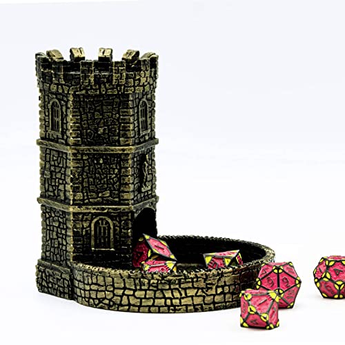 D&D Dice Tower, Castle Dice Rolling Tower for Role Playing Games | Ancient Gold, Resin Material, D&D Accessory, DM Gift, for Dungeons and Dragons RPG Board Games Tabletop Games - color: Ancient Gold