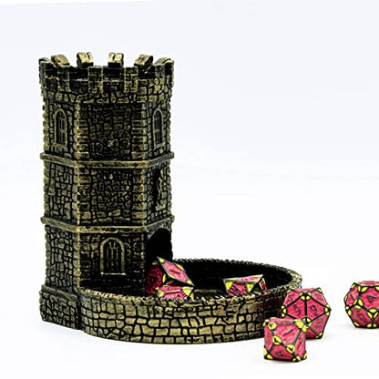 D&D Dice Tower, Castle Dice Rolling Tower for Role Playing Games | Ancient Gold, Resin Material, D&D Accessory, DM Gift, for Dungeons and Dragons RPG Board Games Tabletop Games - color: Ancient Gold