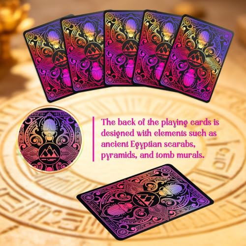 WJPC Black Rose Gold Foil Edge Ancient Egyptian Elements Playing Cards, Poker Cards,Deck of Cards for Game Party Gift (Black Rose Gold) - color: Black Rose Gold