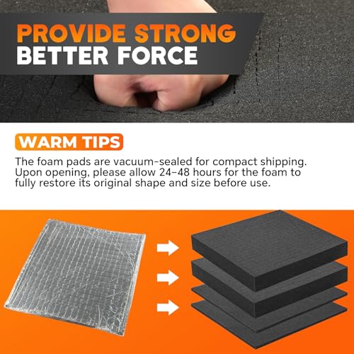 4 Pack Polyurethane Foam Sheet 12 x 12 x 2 Inch 12 x 12 x 0.4 Inch | 2 Sizes of Pre Cut Foam Sheets Pick Apart Inserts for Board Game Boxes, Storage Drawers, Toolbox