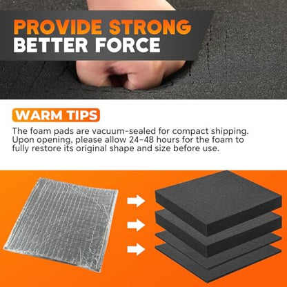 4 Pack Polyurethane Foam Sheet 12 x 12 x 2 Inch 12 x 12 x 0.4 Inch | 2 Sizes of Pre Cut Foam Sheets Pick Apart Inserts for Board Game Boxes, Storage Drawers, Toolbox