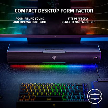 Razer Leviathan V2, Multi-Driver PC Gaming Soundbar w/Subwoofer, Black - color: Black, size: V2