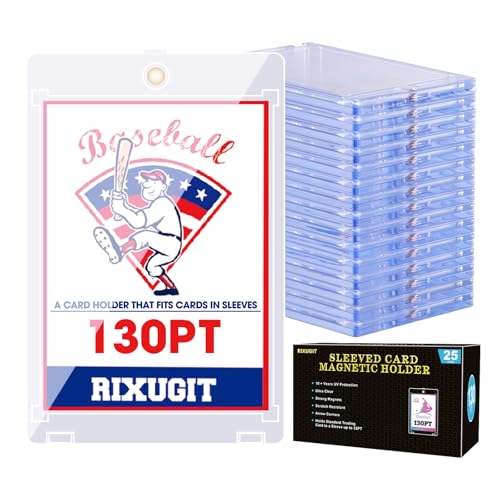 25-Pack 130pt Sleeved Card Magnetic Holders | Larger Inner Dimension 2.63"x3.7", First Insert Card into Soft Card Sleeve, Then Place into Card Holder for Double Protection - size: 25ct 130PT Sleeved Card Holder