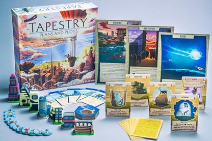 Stonemaier Games: Tapestry: Plans & Ploys Expansion by Jamey Stegmaier | Add to Tapestry (Base Game) | New Civilizations, Achievements, Tapestries, and Landmarks | 1-5 Players, 120 Mins