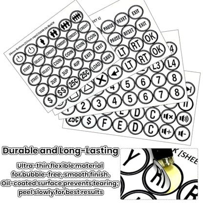 Arcade Game Button Decal Set, 24mm/30mm Die-Cut, for Standard Arcade Button Caps (Style 3) - color: Bw3 Game Button Stickers* 4pcs