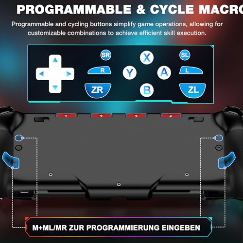LIFUFUTEE Switch Controllers, Wireless Switch Pro Controller Replacement for Nintendo Switch Controller/OLED, Hall Effect One-Piece Joypad Controller with Programmable/Dual Vibration/Turbo/Wakeup - color: Black Crack, size: Switch 1 - 6.2"/7"