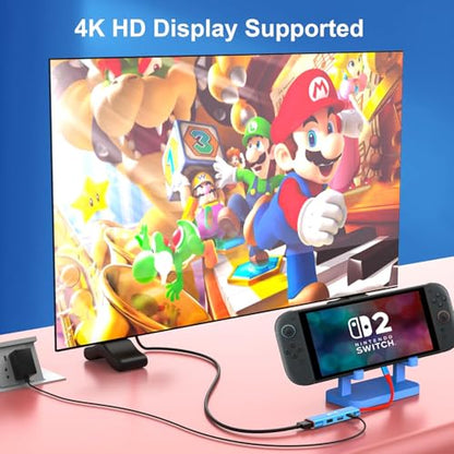 RREAKA TV Dock for Nintendo Switch 2 / Switch/Switch OLED, Portable Travel Dock Replacement with 4K@60Hz HDMI, PD 100W Charging, USB 3.0 - color: 레드 & 블루-2세대 버전