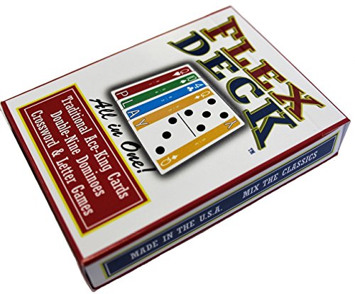Flex Deck Playing Cards 3 in 1 Travel Game Deck with Card Games Domino Play and Word Games Compact Family Game for Camping Road Trips Classroom and Game Night