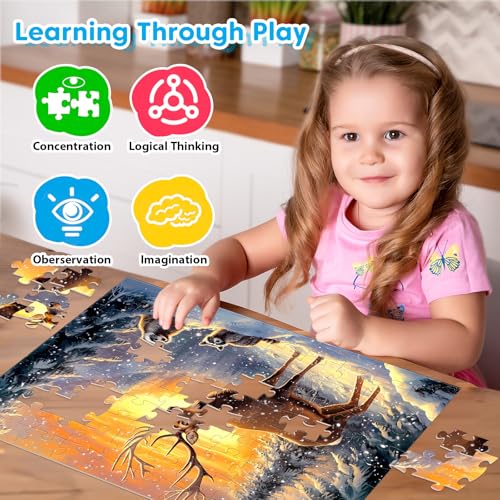 4 Packs Puzzles for Kids Ages 4-6 6-8 8-10, Farm Rainforest Wild Animals Kids Puzzles, 100 Pieces Jigsaw Puzzle for Seniors Adults Kids Learning Puzzle Toys Gifts for Girls Boys 15x11 inch - style: Wild Animals