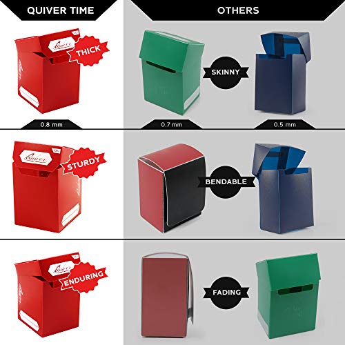 Quiver Time Red Trading Card Deck Block & Card Sleeves Bundle Fits Magic: The Gathering Cards & Other TCG - 100+ Standard Deck Box with 2 Dividers and 100 Artemis Red Sleeves (66 x 93 mm) | 1 deck box 100+ with 2 dividers and 100 Artemis red sleeves (66 x
