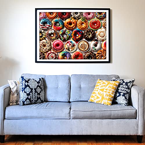 Think2Master Donuts 500 Pieces Jigsaw Puzzle with Very Large Pieces for Adults, Seniors & Families. Great Gift Ages 13+. Size: 26.8” x 18.9” - style: Delicious Donuts