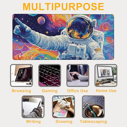 Mouse Pad for Gaming Astronaut Planets Big Gaming Mousepad Large Extended Mouse Mat Non-Slip Rubber Base Desk Pad with Stitched Edges for Office Gamer Home 35.4"X 15.7" - color: Japanese Great Wave