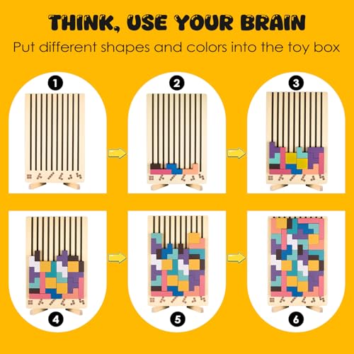 Wooden Stacking Puzzle Toy, 3D Russian Block Puzzle Jigsaw,Montessori Educational Board Game Gift for Boys and Girls, Stacking Blocks Toys for Family Brain Teaser Activity