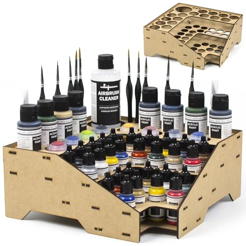 Corner Paint Rack Organizer, Art desk Corner Paint Stand holder for Miniature & Model Paints + Brush/Tool Slots, 26 36mm Holes Compatible with Vallejo, Army Painter, AK (Module C) - color: Paint rack C
