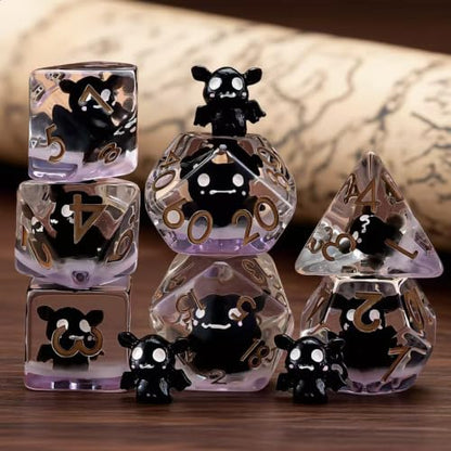 Bat DND Resin Dice Set, Polyhedral D&D Inclusion Dice for Dungeons and Dragons MTG RPG - color: Bat