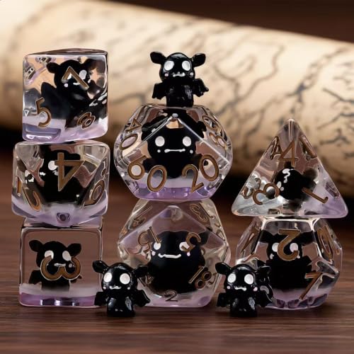 Bat DND Resin Dice Set, Polyhedral D&D Inclusion Dice for Dungeons and Dragons MTG RPG - color: Bat