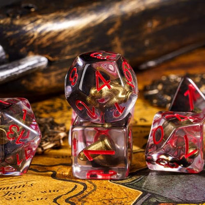 UDIXI Bullet Dice Set, 7PCS Bullet DND Dice Set for D&D RPG Tabletop Games | Velvet Storage Bag, DM Gift, for Dungeons and Dragons Role Playing Games Board Games - color: Bullet