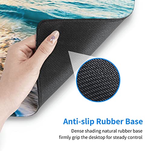 Sunrise Beach Wave Gaming Mouse Pad Large Desk Mat, 31.5x11.8in, XL | Extended Big Mousepad, Waterproof Smooth Surface, Non-Slip Rubber Base, Stitched Edges, For Keyboard Mouse, For Home Office - color: Sunrise Beach Wave