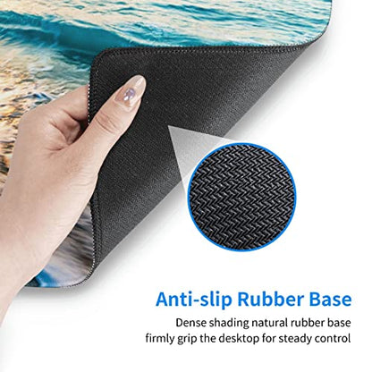 Sunrise Beach Wave Gaming Mouse Pad Large Desk Mat, 31.5x11.8in, XL | Extended Big Mousepad, Waterproof Smooth Surface, Non-Slip Rubber Base, Stitched Edges, For Keyboard Mouse, For Home Office - color: Sunrise Beach Wave