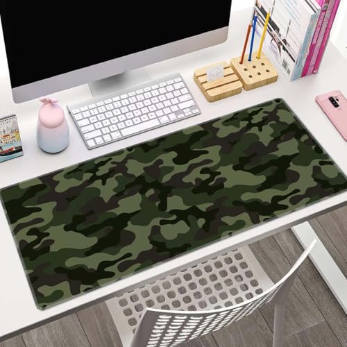 Camouflage Desk Mat Green Mouse Pad Large Gaming Mousepad XL 31.5''X 11.8'' Deskpad Cute Desk Accessories - color: Green Camouflage