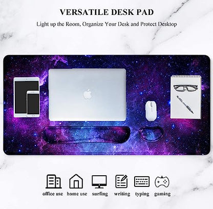 Lateefah Mouse Pad with Wrist Rest, Desk Mat + Keyboard Wrist Rest Set, Desk Pad for Keyboard and Mouse, 4-in-1 Large Mouse Pad with Wrist Support for Office, Home - color: 4Pcs-Galaxy