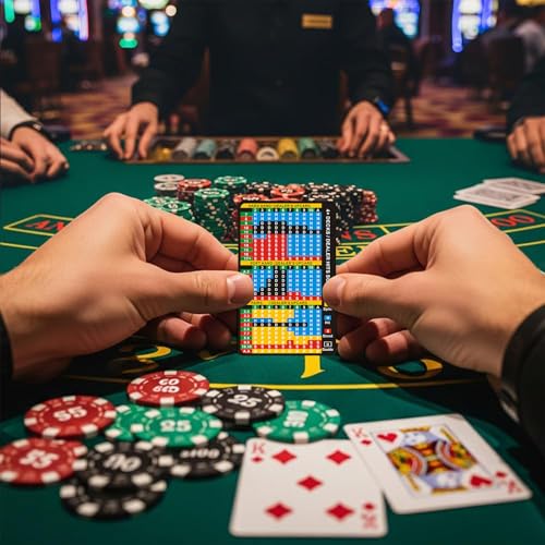 Casino Game Reference Cards, Blackjack and Poker Styles | Pocket-size PVC reference cards with protective sleeve options for blackjack strategy or Texas Hold'em hand rankings - style: Blackjack strategy