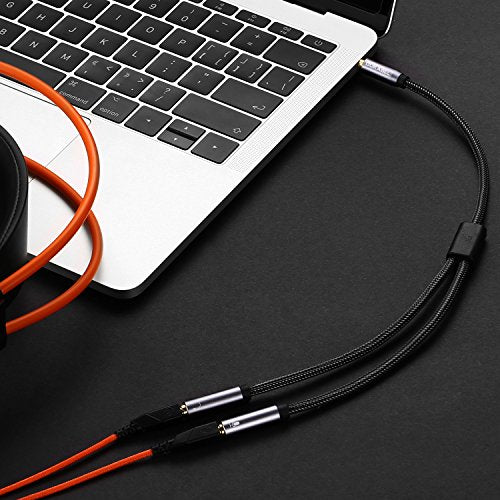 Long Headsets Splitter Adapter, Mic and Audio Y Cable - 4 Feet/1.2m | Separate Headphone and Microphone, 24K Gold-Plated Connector, Compatible with PS5, Xbox One Controller, Smartphone, PC - size: 120 cm
