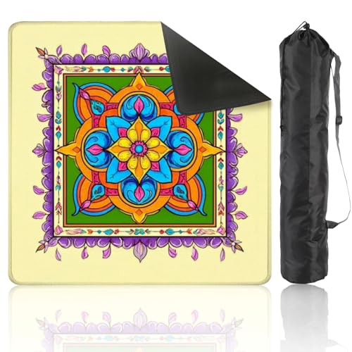 Mahjong Mat 31.5" x 31.5" Colorful Mandala Floral Art Vibrant Hues Intricate Patterns Non-Slip Noise Reduction Mahjong Tiles Table Cover for Dominoes Poker Card Board and Tile Games Gift - color: Color4