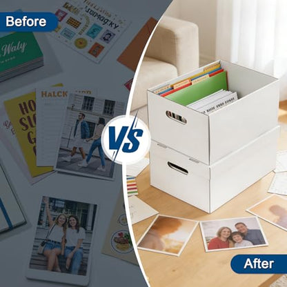 4Pack Greeting Card Storage Box, Greeting Card Organizer Box with 20 Dividers Holds 600 Cards+, Large Capacity Greeting Card Holder with 4 Sticker Labels White Card Box for Postcards, Photos, Envelope - style: 4Pack