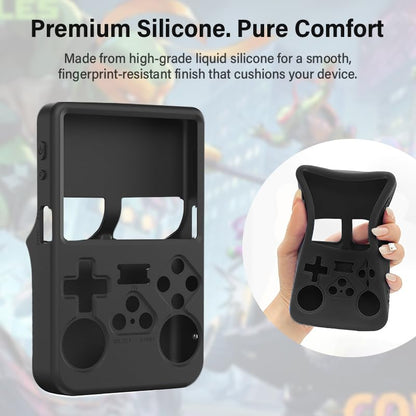 Silicone Case for R36S Handheld Game Console Protective Case with Lanyard Button Cover Accessory for Gift (Black) - color: black
