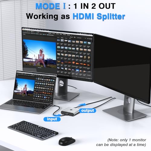 HDMI 2.1 Switch 8K/16K, 2 in 1 Out HDMI Splitter Selector 4K@240Hz 16K@30Hz/8K@60Hz Support DTS VRR HDR10+ Dolby, 48Gbps for Switch, PS5/4, Xbox, Roku, Firestick, TV etc.
