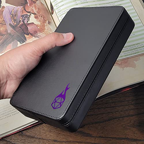 Forged Dice Co. Premium 3-Row Dice Case - Combination Dice Box and Dice Tray - Protects Polyhedral Dice Sets - Felt-Lined Storage Rows - Magnetic Lid Closure - Perfect Metal Dice Storage Box - Purple - color: Purple