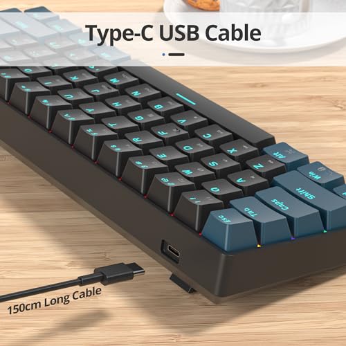 surmen 60% Mechanical Gaming Keyboard with Linear Red Switch, Wired Mini Compact Keyboard 60 Percent Backlit for Laptop Desktop PC Gamers（61 Monster B-Rainbow） - color: 61 Monster B-Rainbow