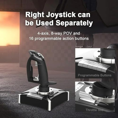 XUMIUZIY Flight Joystick, Flight Simulator Control with Dual Vibration & Suction Cups for Series X/S / / PC, 16 Programmable Buttons, Plug and Play