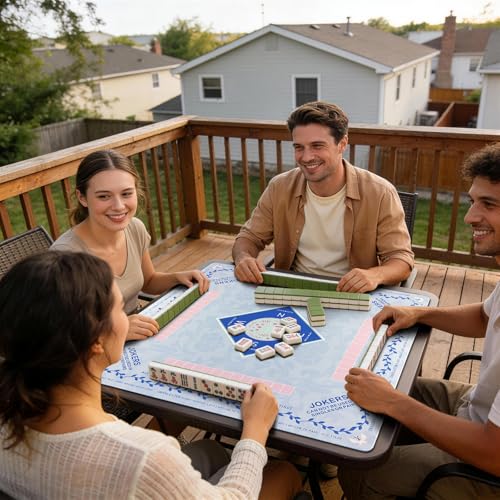 Mahjong Mat 31.5 * 31.5 Inch Non-Slip Noise Reduction, American Mahjong Mat for Table with Bag, Waterproof Surface Mah Jongg Mats for Poker, Card, Dominoes, Board & Tile Games - color: Light Blue