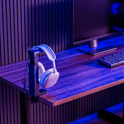 Headphone Stand & Hanger for Desk, 2 in 1 Above & Under Desk Gaming Headset Holder Mount with Height Adjustable & Rotating Clamp, Dual-sided Anti-slip Pad Earphone Rack with Clamp Headset Stand - size: 1 Hooks