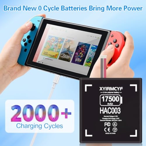 XYIRMCYF 17500mAh HAC-003 Battery, (New Upgrade) Super Capacity Battery for Nintendo Switch 2017 Game Console HAC-001 Internal with Repair Kits - color: HAC003-17500