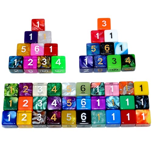 SmartDealsPro 50-Pack D6 6 Sided Dice Polyhedral Dice with Pouch for DND RPG MTG Table Game (D6, Mix Color) - color: Mix Color, style: D6