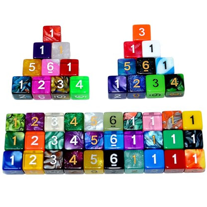 SmartDealsPro 50-Pack D6 6 Sided Dice Polyhedral Dice with Pouch for DND RPG MTG Table Game (D6, Mix Color) - color: Mix Color, style: D6