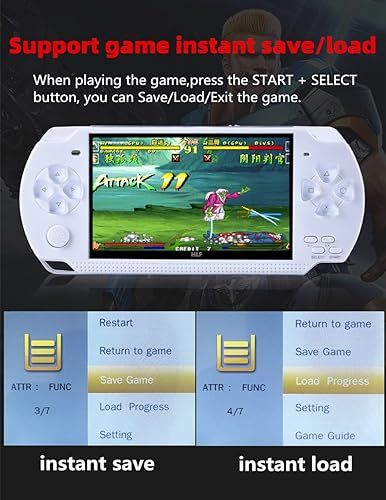 HLF Video Game Console 4.3 inch 8GB Built-in 2000 Retrp Classic Games for Multiple Simulators Game can Save Multiple Progress Video/Music/E-Book Portable Console Gift for Boyfriend/Children(White)
