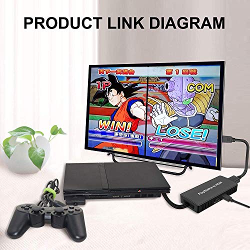 Y.D.F PS2 to HDMI Adapter PS2 HD-Link Cable Converter Support 4:3/16:9 Screen Aspect Ratio Switch Works for PlayStation 1/ PlayStation 2 HD Link Cable PS1 HDMI Adapter Converter
