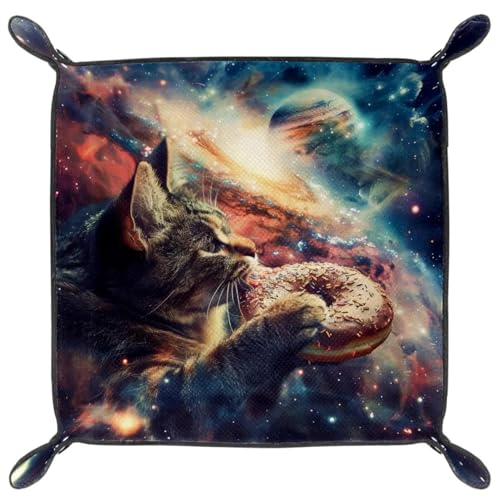 Galaxy Cat Donut Planet Dice Tray Dice Rolling Tray Folding Dice Holder for Dice Games, Like RPG, DND and Other Table Games - color: Multi 3