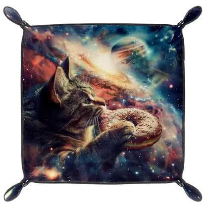 Galaxy Cat Donut Planet Dice Tray Dice Rolling Tray Folding Dice Holder for Dice Games, Like RPG, DND and Other Table Games - color: Multi 3