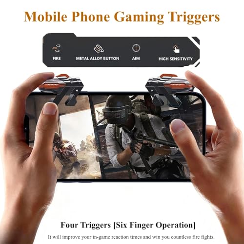 PXIRQ Mobile Phone Triggers for Gaming - 6 Finger Operation High Sensitive Aim & Shoot Game Physical Joystick Buttons for PUBG Mobile Game
