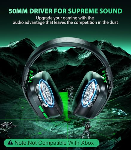 Vakedy Wireless Gaming Headset for PS5, PS4 & PC, 20ms Ultra-Low Latency, 2.4GHz USB & BT 5.4, Noise Canceling Mic, 50H Battery, Compatible with Switch, Mac & Mobile, Ideal for Fortnite & Call of Duty - color: Obsidian Black